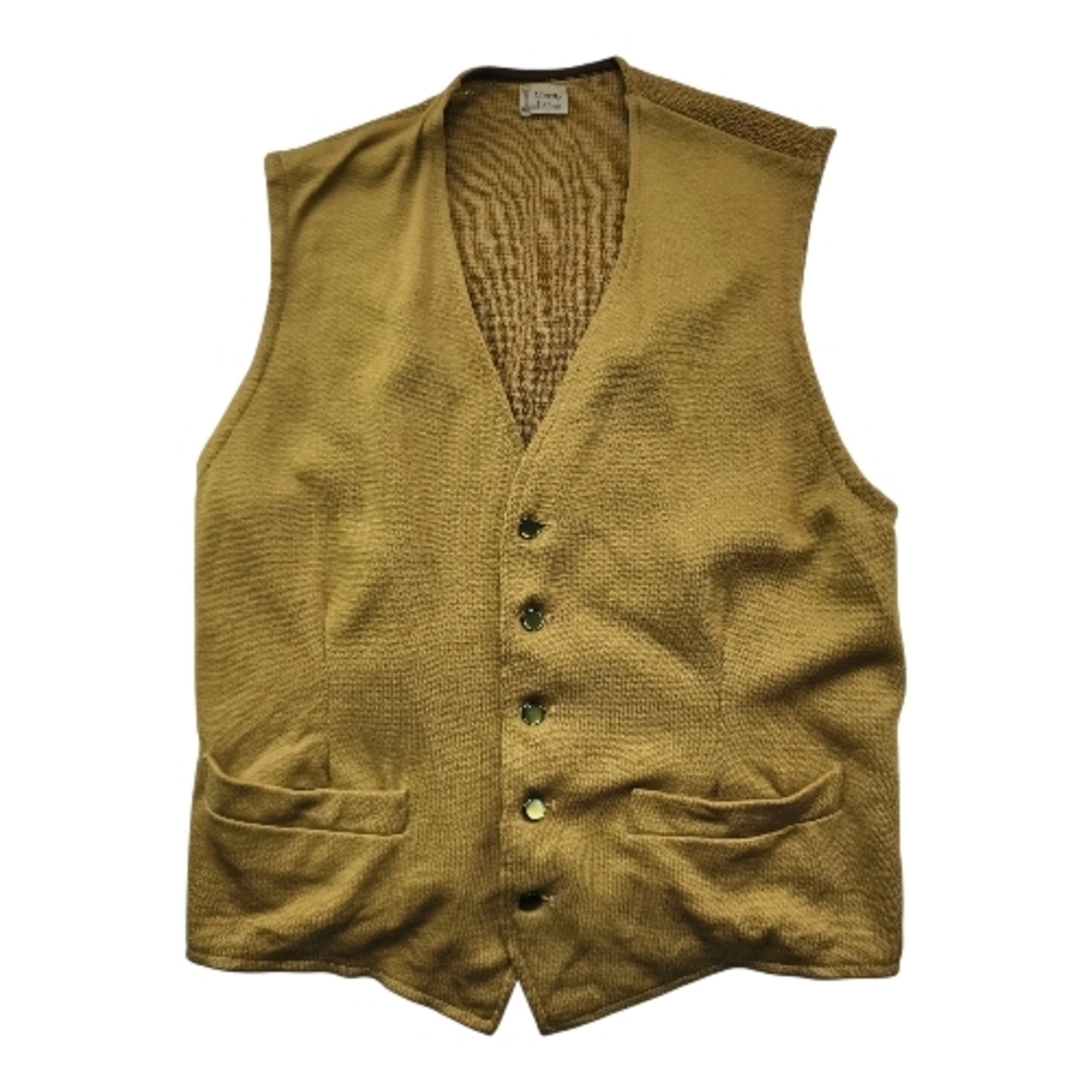 Vintage Liberty of London Mustard Knit Vest Wool Men S Vintage Textured Layering